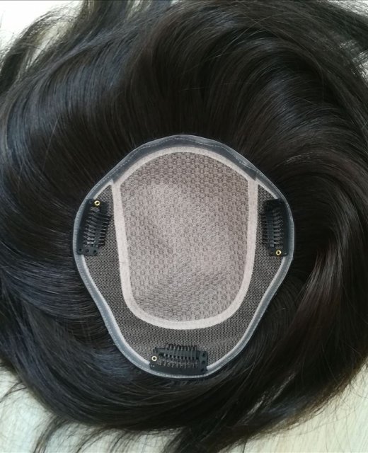 Silk fine silk top base human hair toupee